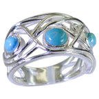 Turquoise Trilogy German Silver Blue Gemstone Mid weight Modern Ring Jewellery