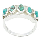 Turquoise Penta French 925 Silver Blue Gemstones Slim Trendy Ring Jewelry