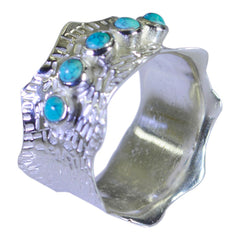 Türkis Penta Französisch Sterling Silber Blaue Edelsteine Mittelschwerer Vintage Bandschmuck