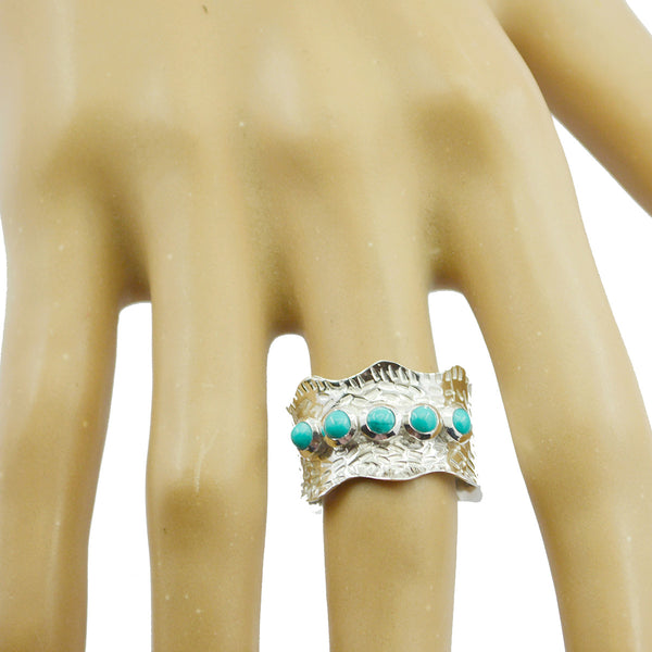 Turquoise Penta French Sterling Silver Blue Gems Mid weight Vintage Band Jewellery