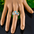 Turquoise Trilogy Moroccan 925 Silver Blue Gems Slim Abstract Ring Jewellery