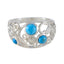 Turquoise Trilogy Moroccan 925 Silver Blue Gems Slim Abstract Ring Jewellery