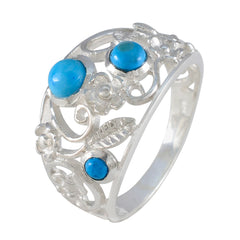 Turquoise Trilogy Moroccan 925 Silver Blue Gems Slim Abstract Ring Jewellery