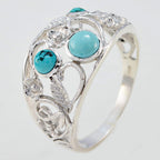 Turquoise Trilogy Moroccan 925 Silver Blue Gems Slim Abstract Ring Jewellery