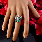 Turquoise Hexa Egyptian 92.5 Silver Blue Gemstones Minimal Contemporary Ring Jewelry