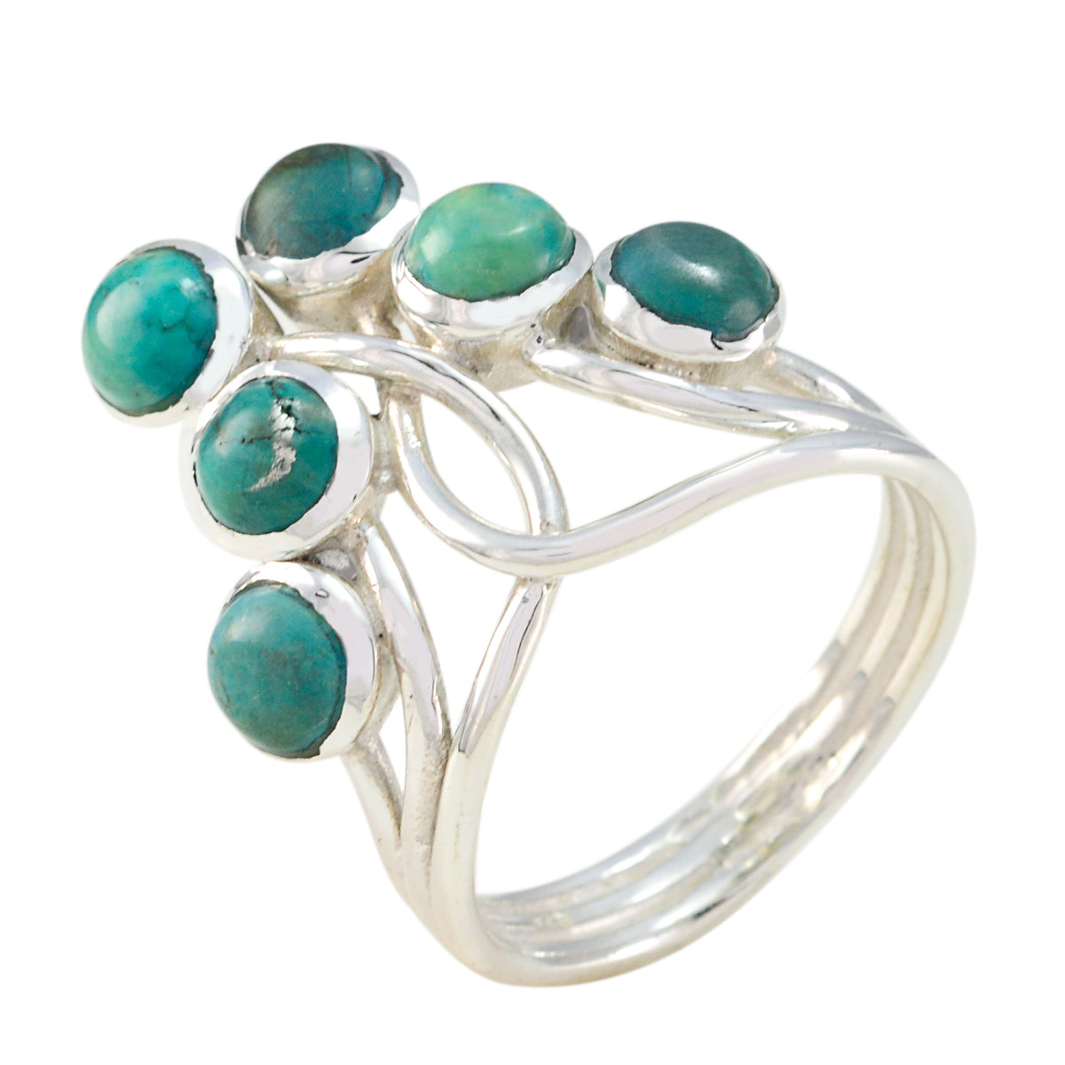 Turquoise Hexa Egyptian 92.5 Silver Blue Gemstones Minimal Contemporary Ring Jewelry
