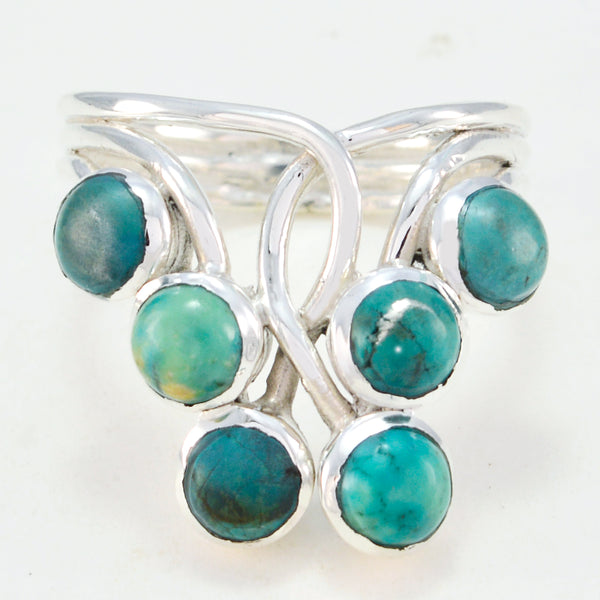 Turquoise Hexa Egyptian 92.5 Silver Blue Gemstones Minimal Contemporary Ring Jewelry
