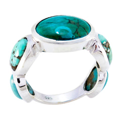 Turquoise Penta African Silver Blue Gemstones Tiny Cultural Ring Jewelry