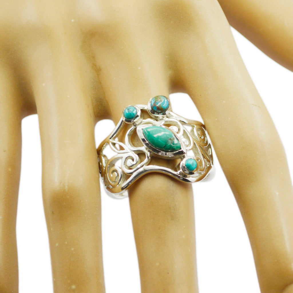 Turquoise quarter Middle Eastern 925 Silver Blue Gemstone Essential  Filigree Ring Jewellery