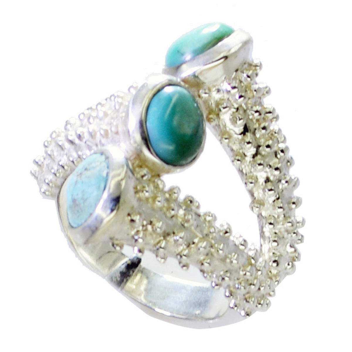 Turquoise Trilogy French 925 Sterling Silver Blue Gemstone Edgy Contemporary Ring Jewellery