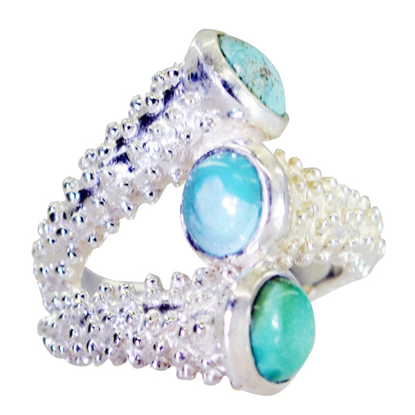 Turquoise Trilogy French 925 Sterling Silver Blue Gemstone Edgy Contemporary Ring Jewellery