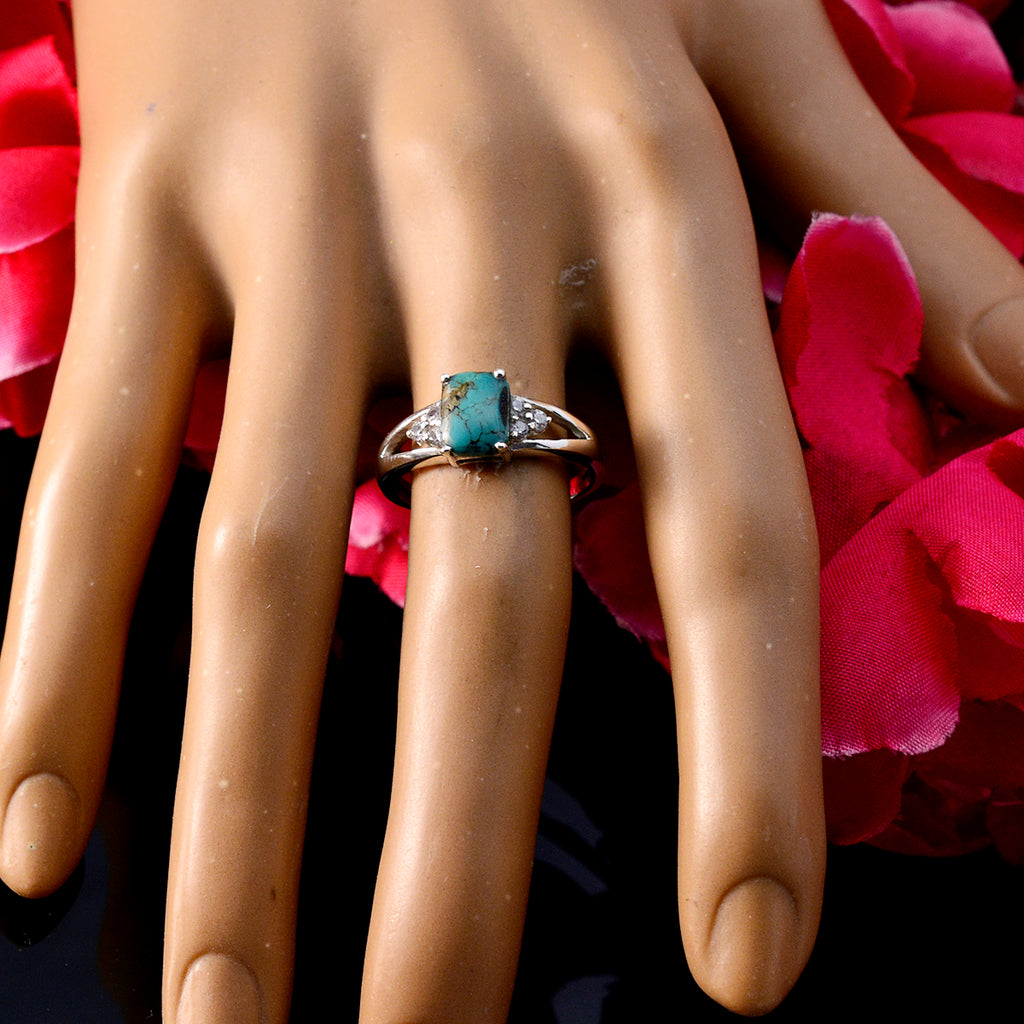Turquoise Halo American Silver Blue Gemstone Delicate Abstract Ring Jewellery