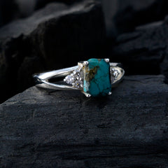Turquoise Halo American Silver Blue Gemstone Delicate Abstract Ring Jewellery
