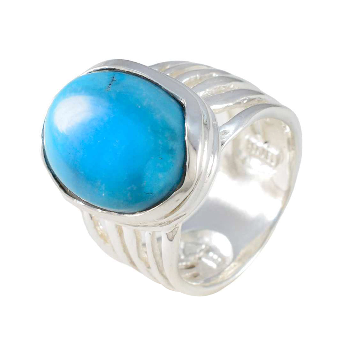 Turquoise Solitaire German 925 Silver Blue Gemstones Statement Armor Ring Jewellery