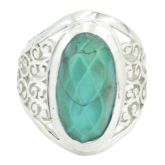Turquoise Solitaire Spanish Silver Blue Gemstone Mid weight Filigree Ring Jewellery