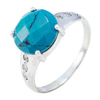 Turquoise Halo Moroccan Silver Blue Gemstones Slim Modern Ring Jewellery