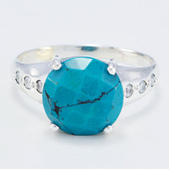 Turquoise Halo Moroccan Silver Blue Gemstones Slim Modern Ring Jewellery