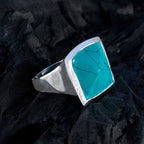 Turquoise Solitaire Egyptian 925 Sterling Silver Blue Gemstones Chunky Vintage Ring Jewelry