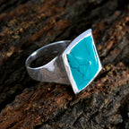 Turquoise Solitaire Egyptian 925 Sterling Silver Blue Gemstones Chunky Vintage Ring Jewelry