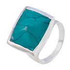 Turquoise Solitaire Egyptian 925 Sterling Silver Blue Gemstones Chunky Vintage Ring Jewelry