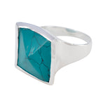 Turquoise Solitaire Egyptian 925 Sterling Silver Blue Gemstones Chunky Vintage Ring Jewelry
