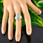 Turquoise Solitaire French Silver Blue Gems Eye catching Modern Ring Jewelry