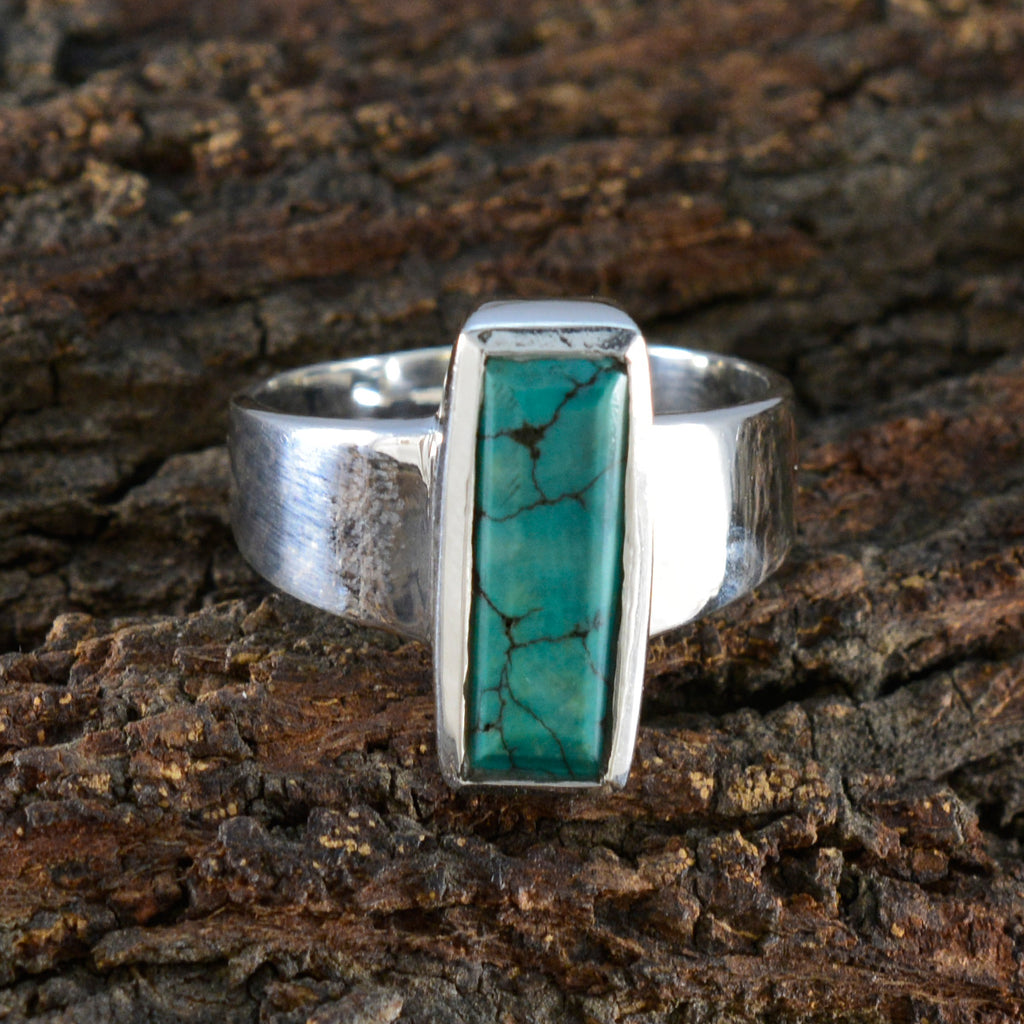 Turquoise Solitaire French Silver Blue Gems Eye catching Modern Ring Jewelry