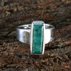 Turquoise Solitaire French Silver Blue Gems Eye catching Modern Ring Jewelry