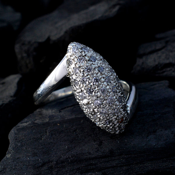 Cubic zirconia CZ Halo French 925 Sterling Silver White Gemstone Minimal Boho Ring Jewelry