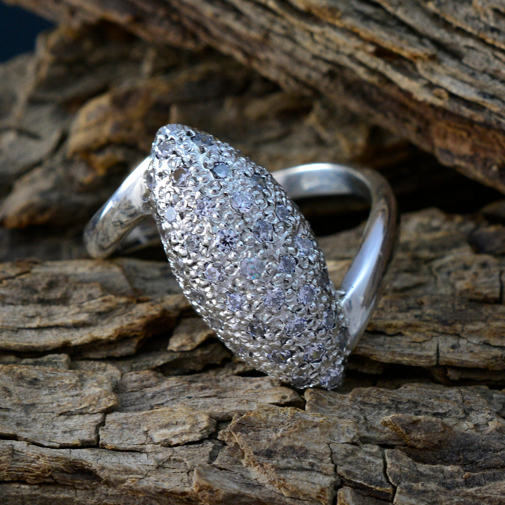 Cubic zirconia CZ Halo French 925 Sterling Silver White Gemstone Minimal Boho Ring Jewelry