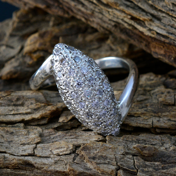 Cubic zirconia CZ Halo French 925 Sterling Silver White Gemstone Minimal Boho Ring Jewelry