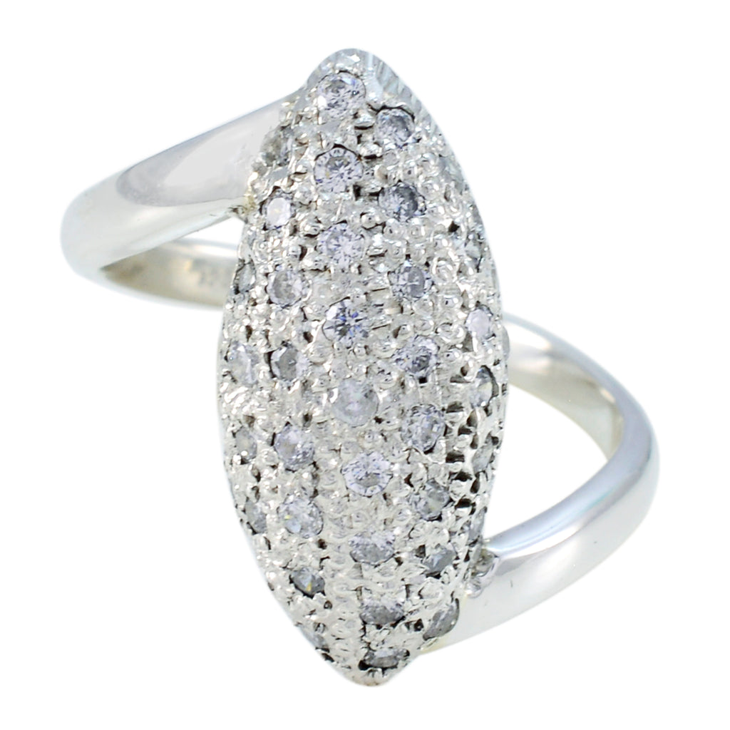 Cubic zirconia CZ Halo French 925 Sterling Silver White Gemstone Minimal Boho Ring Jewelry