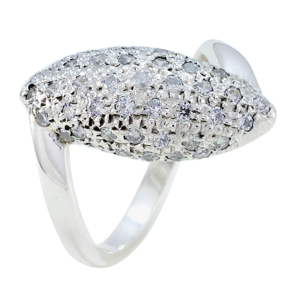 Cubic zirconia CZ Halo French 925 Sterling Silver White Gemstone Minimal Boho Ring Jewelry