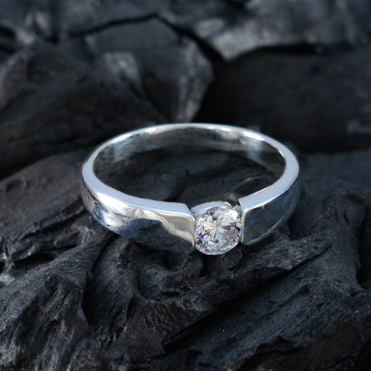 Cubic zirconia CZ Solitaire Russian 925 Sterling Silver White Gems Slim Romantic Ring Jewellery