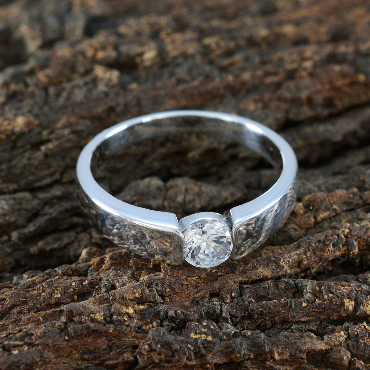 Cubic zirconia CZ Solitaire Russian 925 Sterling Silver White Gems Slim Romantic Ring Jewellery