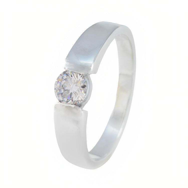 Cubic zirconia CZ Solitaire Russian 925 Sterling Silver White Gems Slim Romantic Ring Jewellery