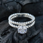 Cubic zirconia CZ Solitaire Egyptian 92.5 Silver White Gemstone Slim Graceful Ring Jewellery