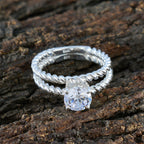 Cubic zirconia CZ Solitaire Egyptian 92.5 Silver White Gemstone Slim Graceful Ring Jewellery