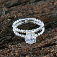 Cubic zirconia CZ Solitaire Egyptian 92.5 Silver White Gemstone Slim Graceful Ring Jewellery