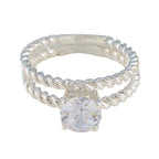 Cubic zirconia CZ Solitaire Egyptian 92.5 Silver White Gemstone Slim Graceful Ring Jewellery