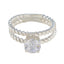 Cubic zirconia CZ Solitaire Egyptian 92.5 Silver White Gemstone Slim Graceful Ring Jewellery