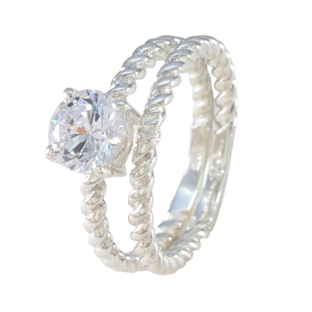 Cubic zirconia CZ Solitaire Egyptian 92.5 Silver White Gemstone Slim Graceful Ring Jewellery
