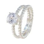 Cubic zirconia CZ Solitaire Egyptian 92.5 Silver White Gemstone Slim Graceful Ring Jewellery