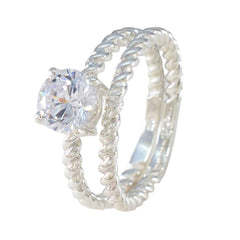 Cubic zirconia CZ Solitaire Egyptian 92.5 Silver White Gemstone Slim Graceful Ring Jewellery