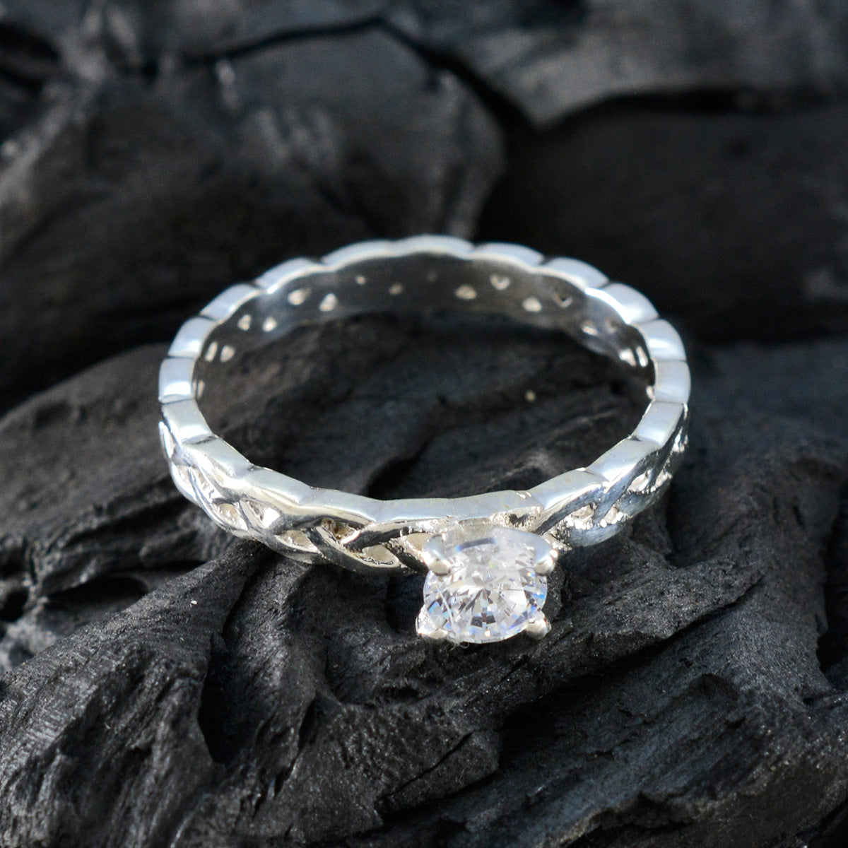 Cubic zirconia CZ Solitaire Korean 925 Sterling Silver White Gemstones Whisper thin Fairytale Ring Jewelry