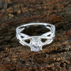 Cubic zirconia CZ Solitaire German Sterling Silver White Gemstone Slim Glamorous Ring Jewelry