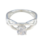 Cubic zirconia CZ Solitaire German Sterling Silver White Gemstone Slim Glamorous Ring Jewelry