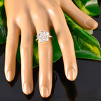 Cubic zirconia CZ Solitaire African 925 Sterling Silver White Gemstones Tiny Floral Ring Jewelry