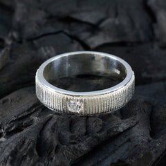 Cubic zirconia CZ Solitaire Moroccan Sterling Silver White Gemstone Mid weight Romantic Band Jewelry