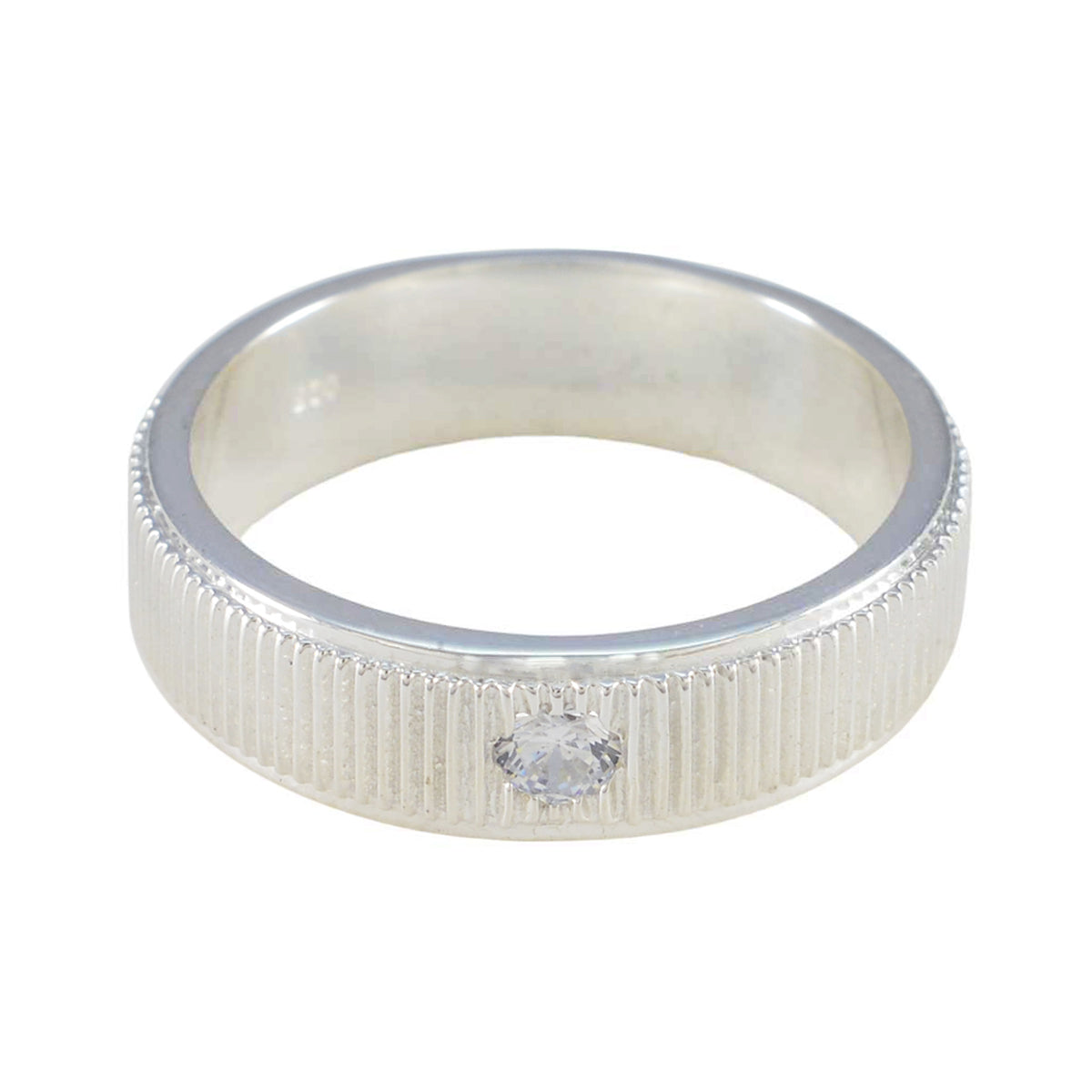 Cubic zirconia CZ Solitaire Moroccan Sterling Silver White Gemstone Mid weight Romantic Band Jewelry Immagine principale del prodotto